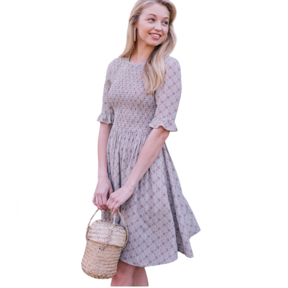 Gal Meets Glam Piper Floral Smoked Fit & Flare Dress